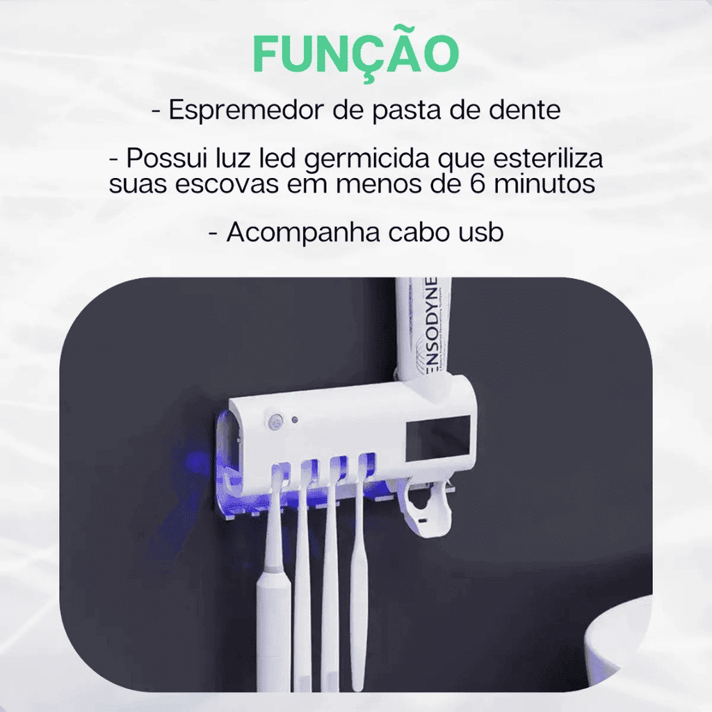 Esterilizador de Escova Dental UV e Dispensador de Pasta - Modern Casa