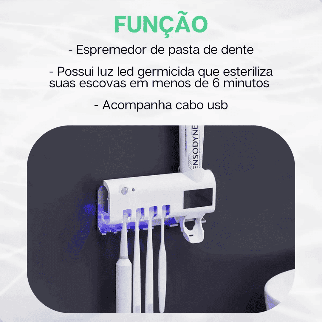 Esterilizador de Escova Dental UV e Dispensador de Pasta - Modern Casa