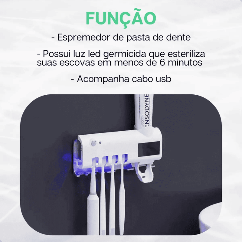 Esterilizador UV e Dispenser de Escova e Pasta de Dentes - Modern Casa