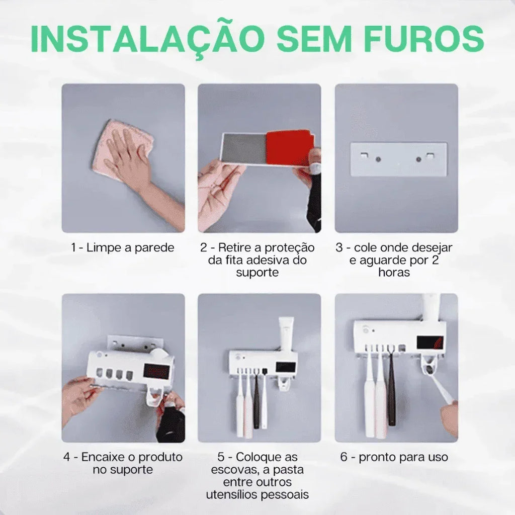 Esterilizador de Escova Dental UV e Dispensador de Pasta - Modern Casa