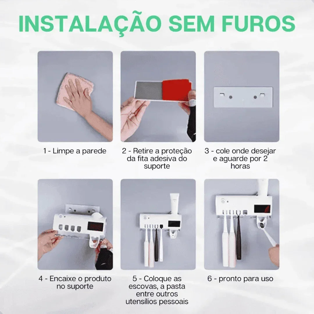 Esterilizador de Escova Dental UV e Dispensador de Pasta - Modern Casa