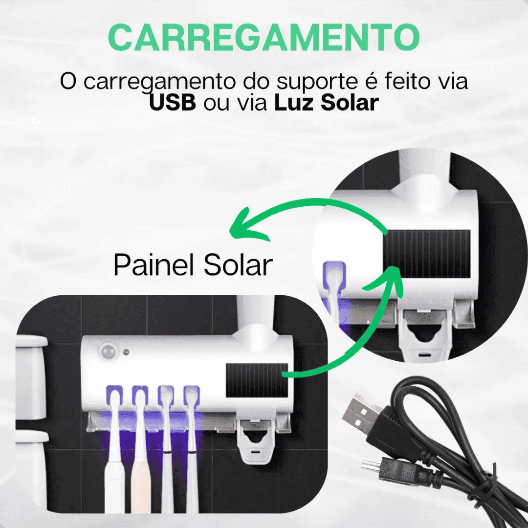 Esterilizador de Escova Dental UV e Dispensador de Pasta - Modern Casa