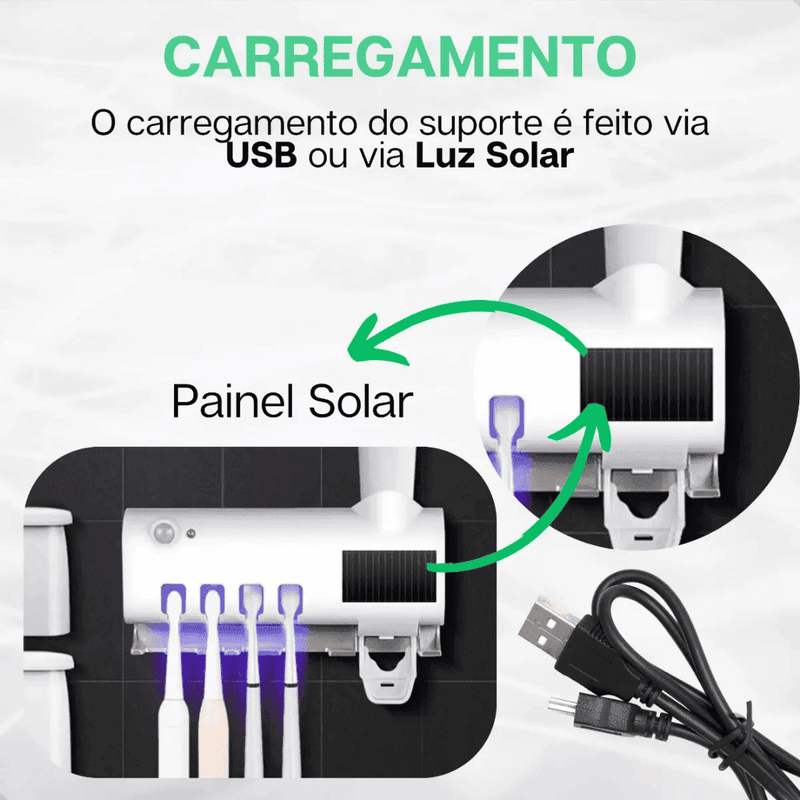 Esterilizador UV e Dispenser de Escova e Pasta de Dentes - Modern Casa