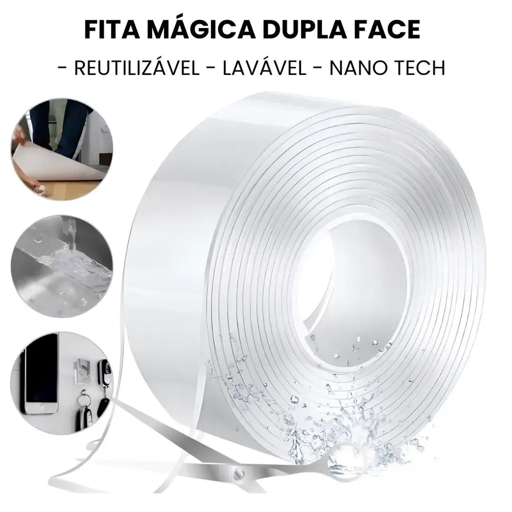 Fita Adesiva Dupla Face Extra Forte Transparente NanoGel - Modern Casa
