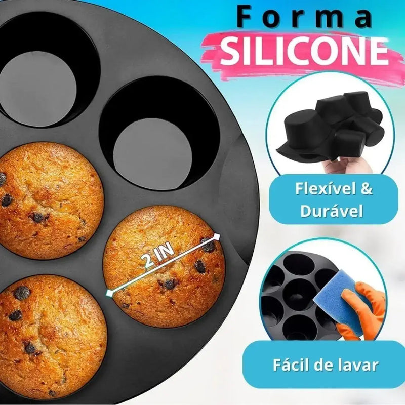 Forma Silicone Air Fryer Cupcake e Bolos