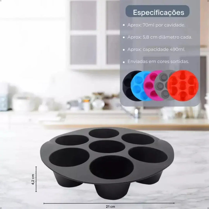Forma Silicone Air Fryer Cupcake e Bolos