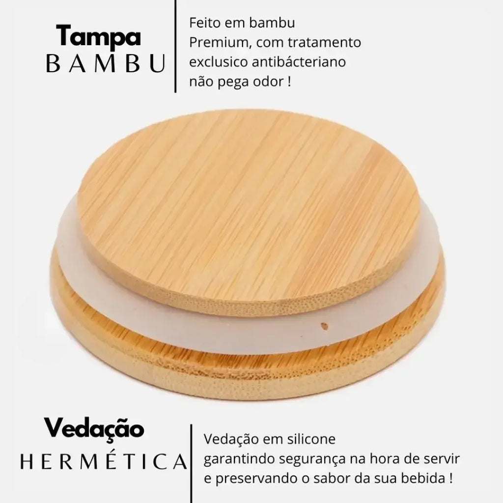 Jarra de Vidro com Tampa de Bambu - Modern Casa