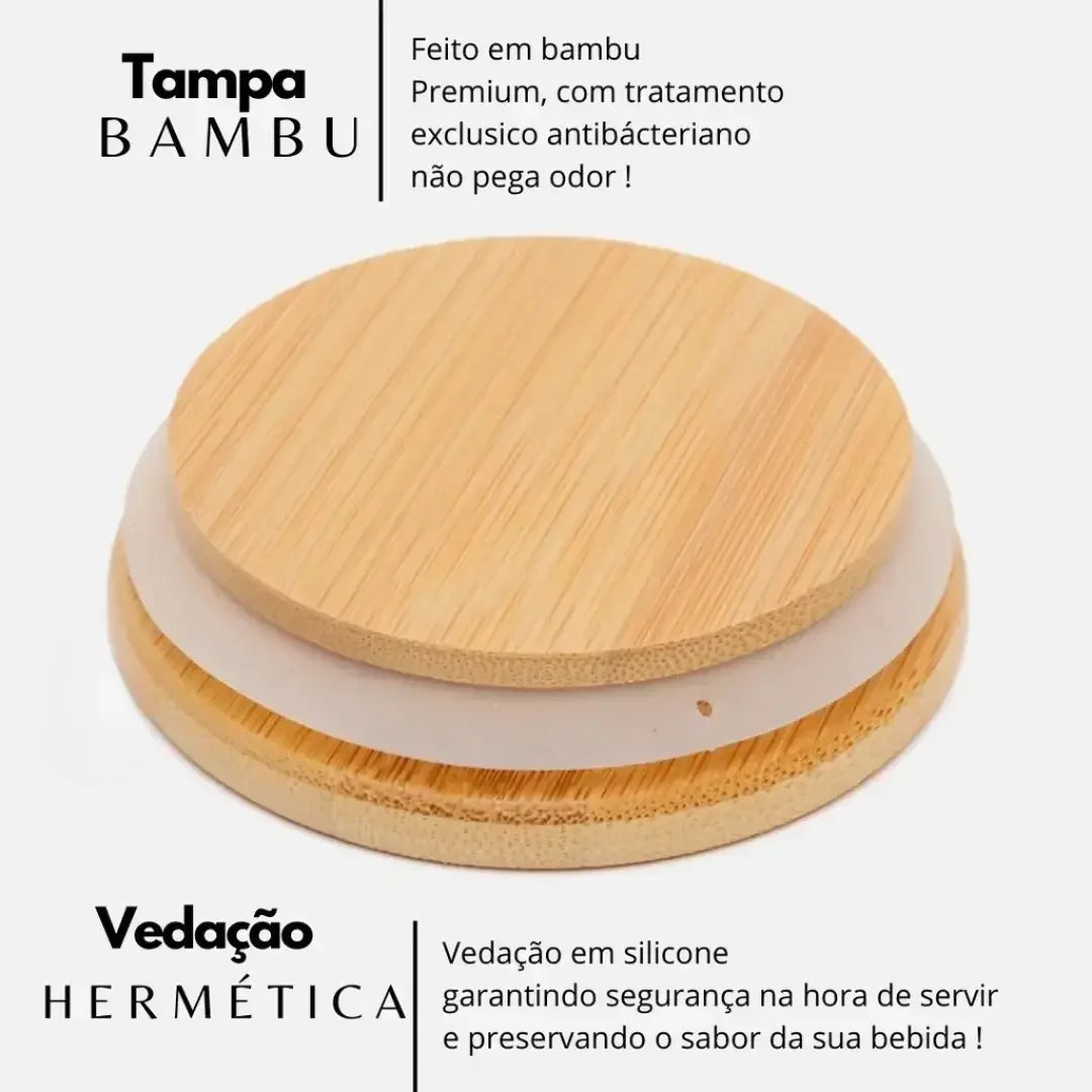 Jarra de Vidro com Tampa de Bambu - Modern Casa