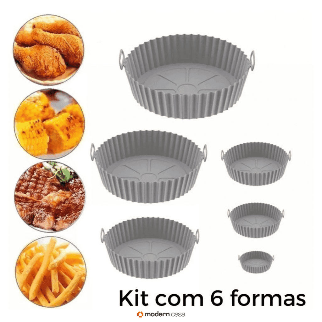 Kit 6 Formas Airfryer Silicone Antiaderente - Modern Casa