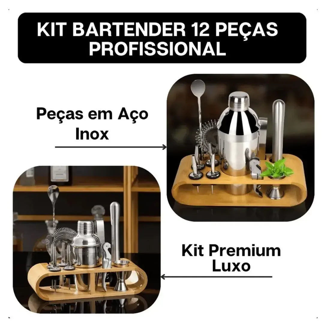 Kit Barman Coqueteleira Profissional Inox 12 Peças - Modern Casa