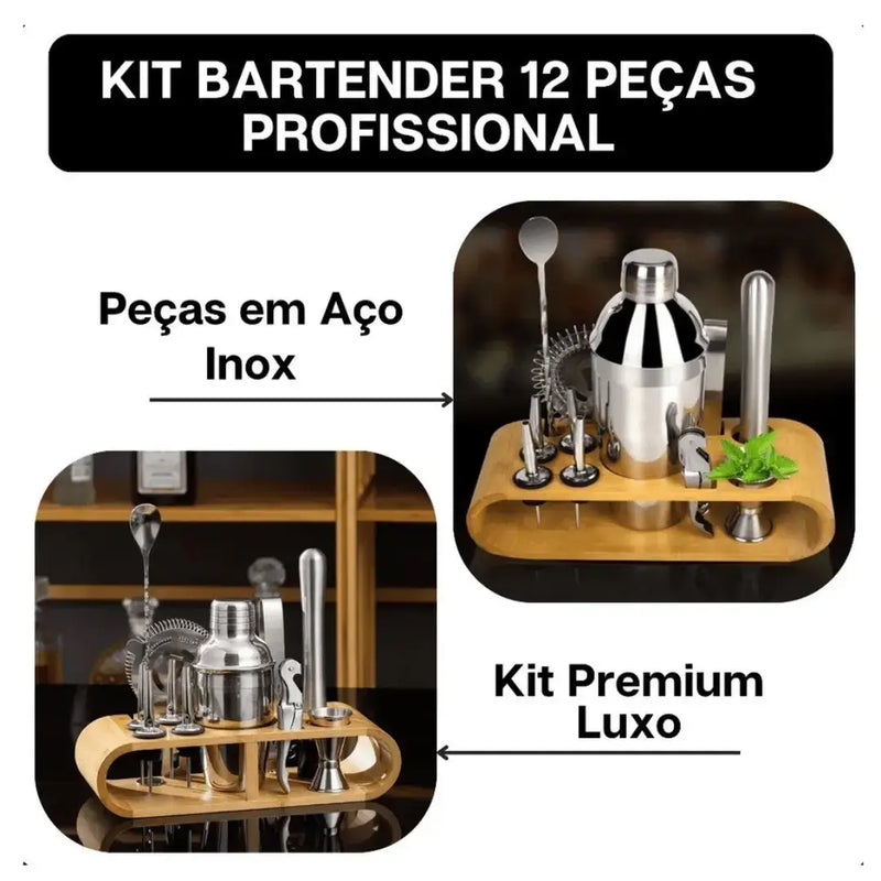 Kit Barman Coqueteleira Profissional Inox