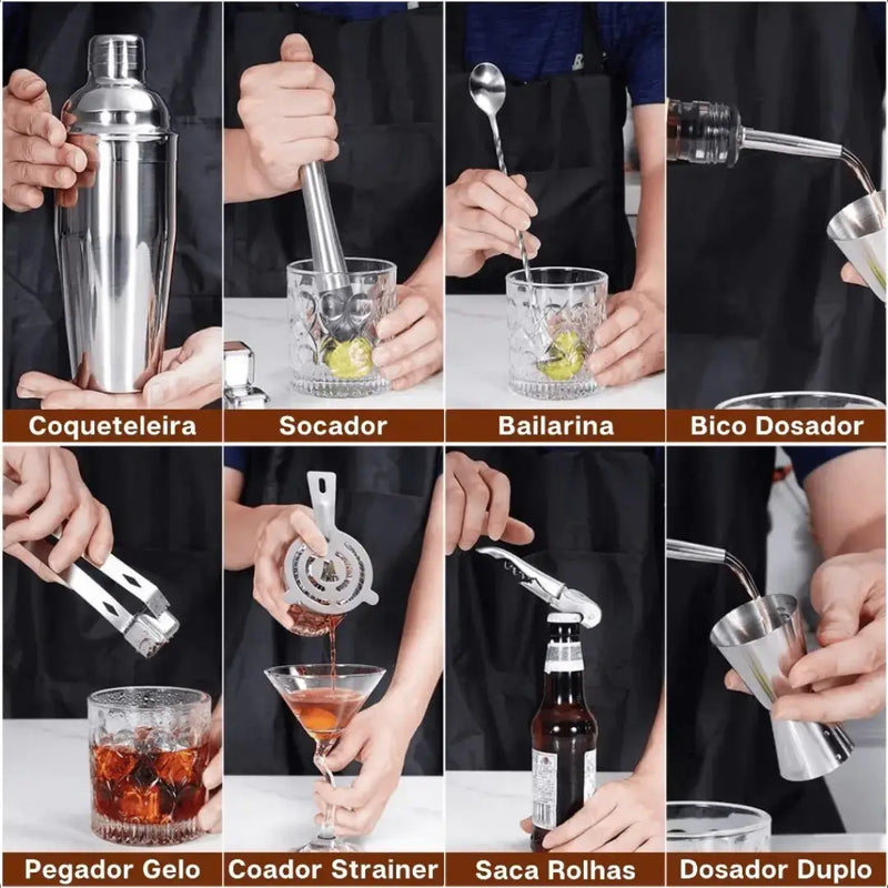 Kit Barman Coqueteleira Profissional Inox