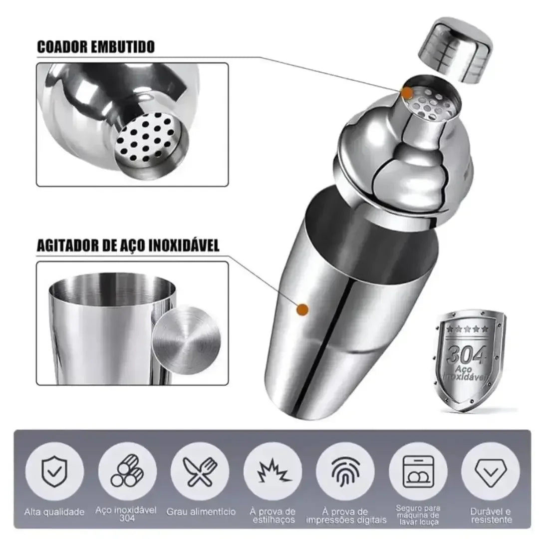 Kit Barman Coqueteleira Profissional Inox 12 Peças - Modern Casa