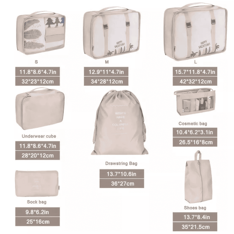 Kit Bolsas Organizadoras Para Mala de Viagem