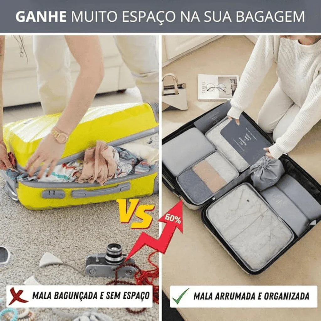 Kit Bolsas Organizadoras Para Mala de Viagem - Compre 5 Leve 7 - Modern Casa