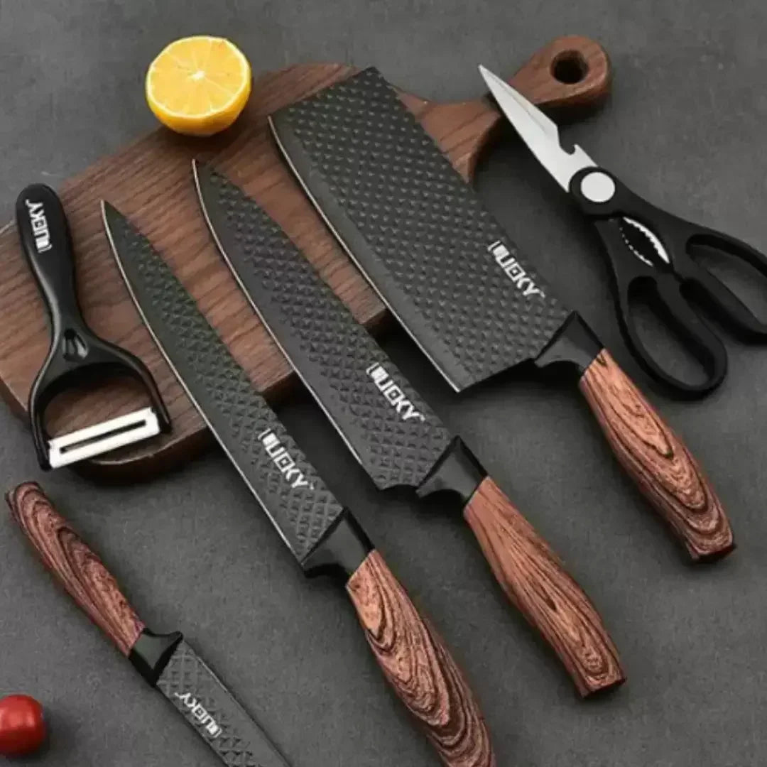 Kit de Facas 6 Peças com Tesoura e Descascador - Modern Casa