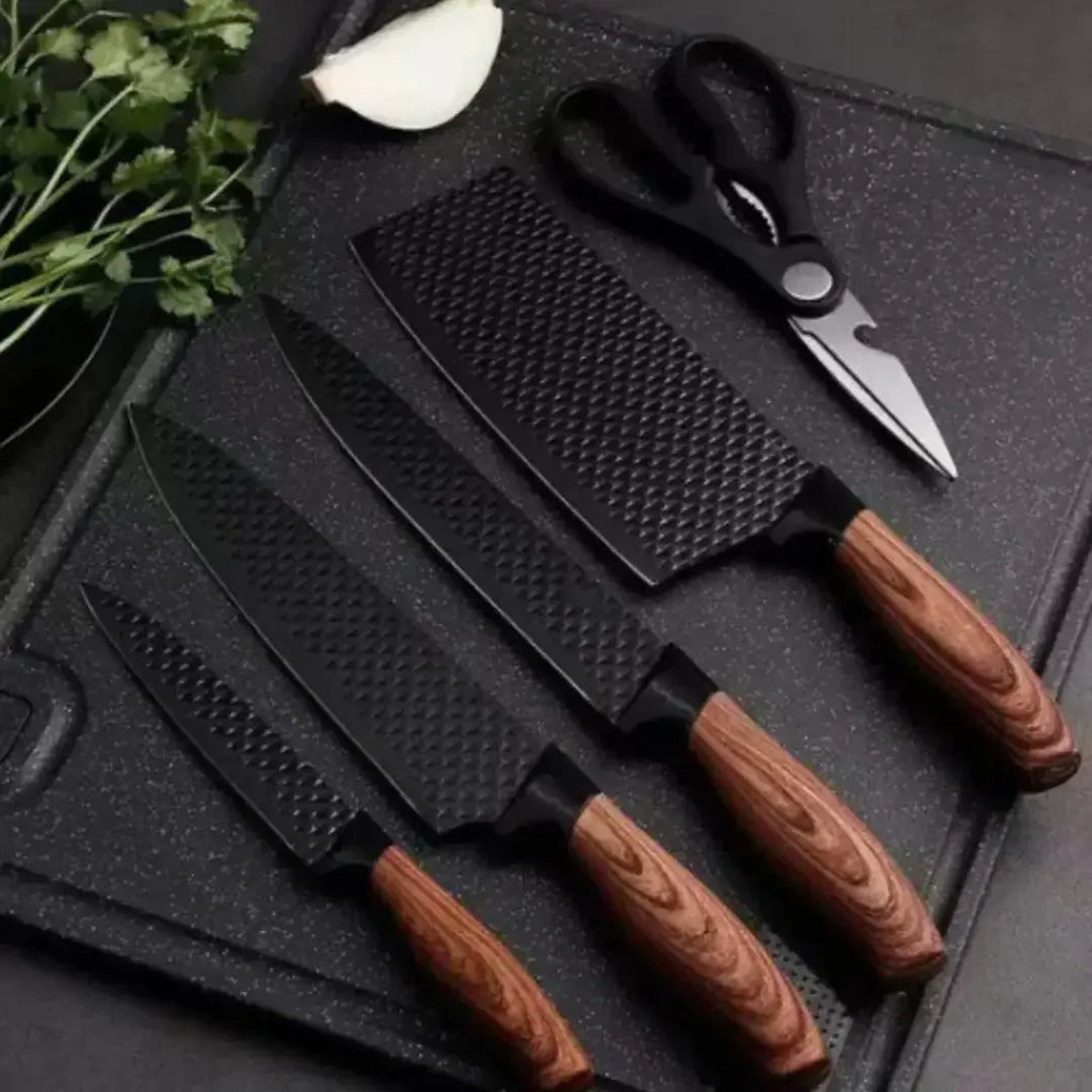 Kit de Facas 6 Peças com Tesoura e Descascador - Modern Casa
