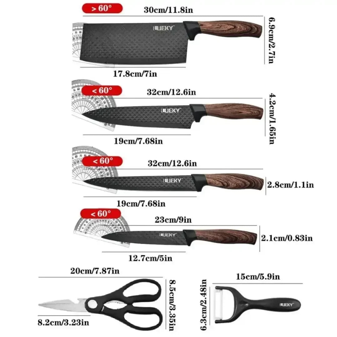 Kit de Facas 6 Peças com Tesoura e Descascador - Modern Casa