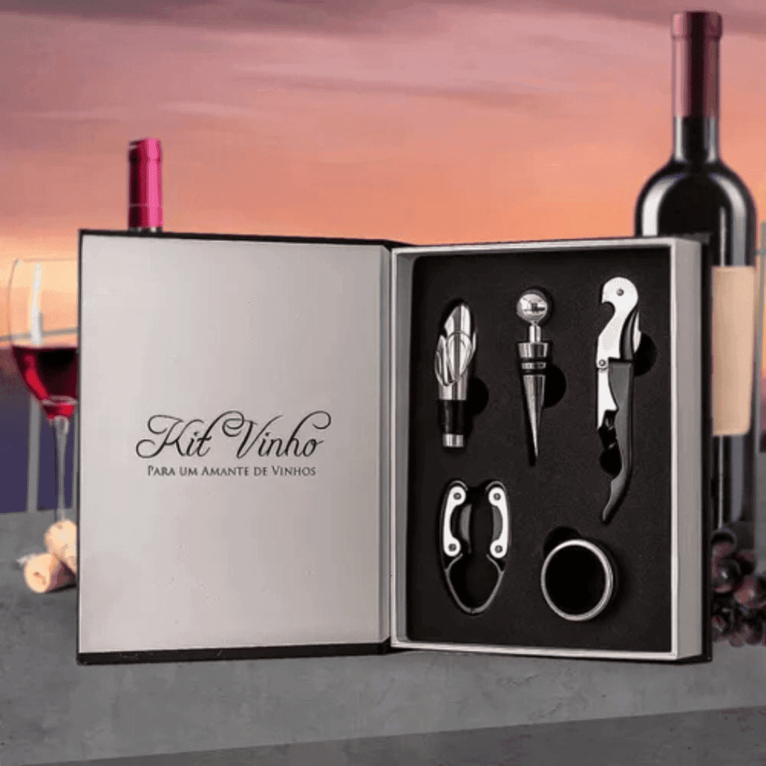 Kit de Vinho em Formato de Livro - Modern Casa