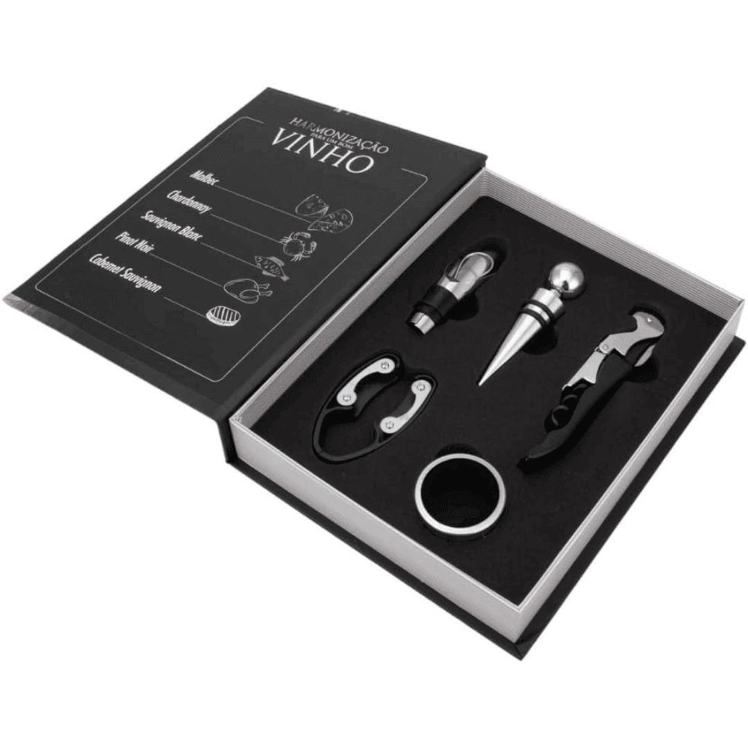 Kit de Vinho em Formato de Livro - Modern Casa