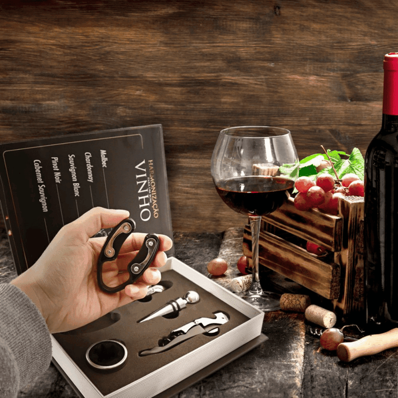 Kit de Vinho em Formato de Livro - Modern Casa