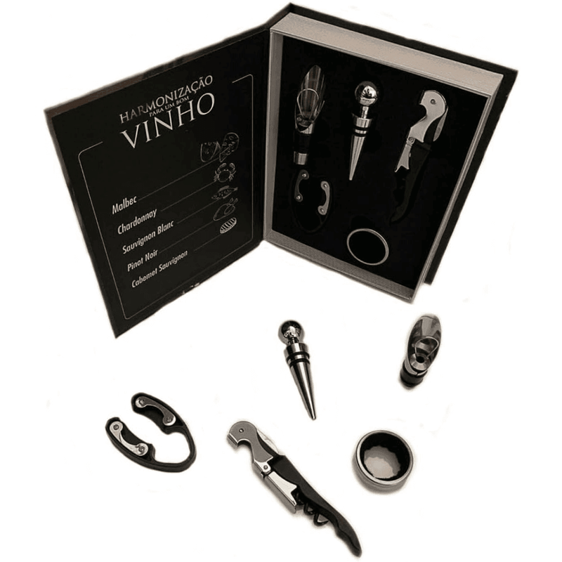 Kit de Vinho em Formato de Livro - Modern Casa