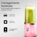 Liquidificador portátil rosa recarregável via USB