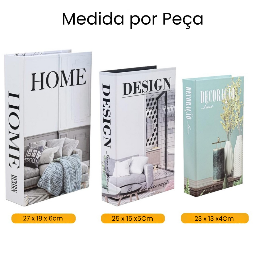 Livros Decorativos Kit 3 Peças - Modern Casa