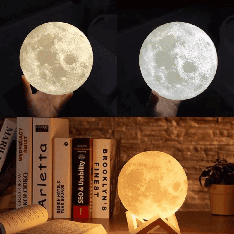 Luminária De Lua Cheia 3D Led Abajur - Modern Casa