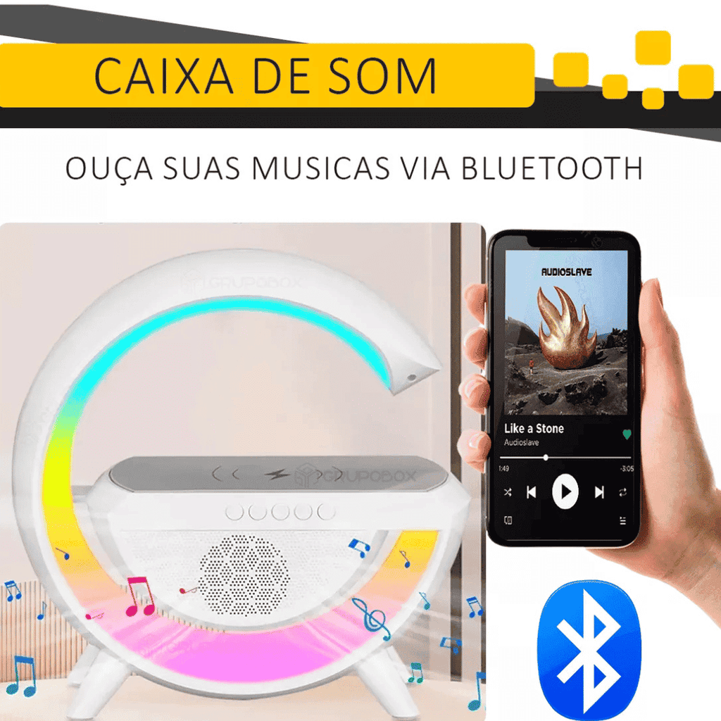 Luminária Multifuncional Carregador por Indução e Alto Falante - Modern Casa