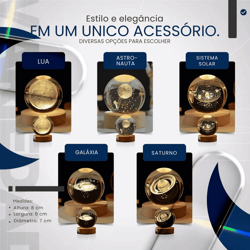 Luminária de Mesa Decorativa Sistema Solar 3D - Modern Casa
