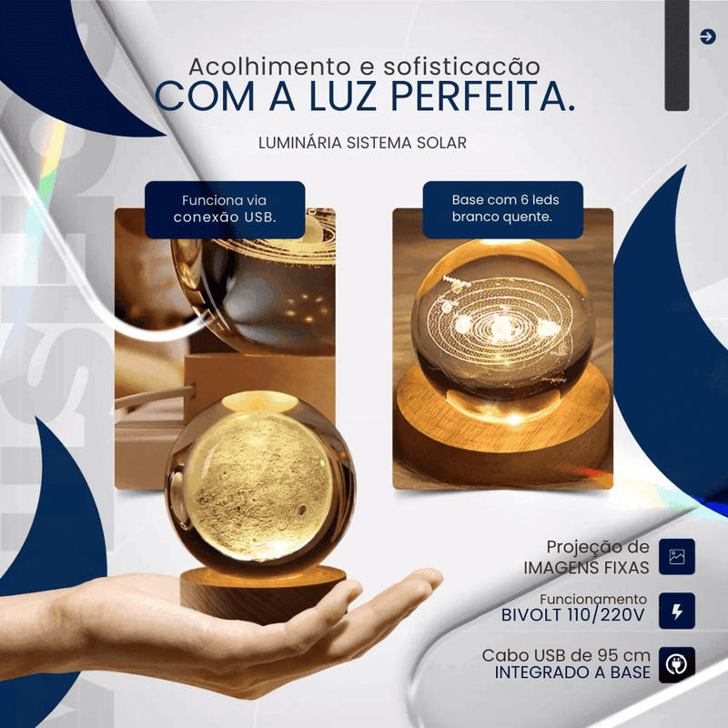 Luminária de Mesa Decorativa Sistema Solar 3D - Modern Casa