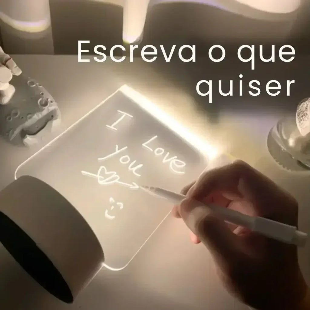 Luminária de Mesa Led 3D com Tela para Escrever