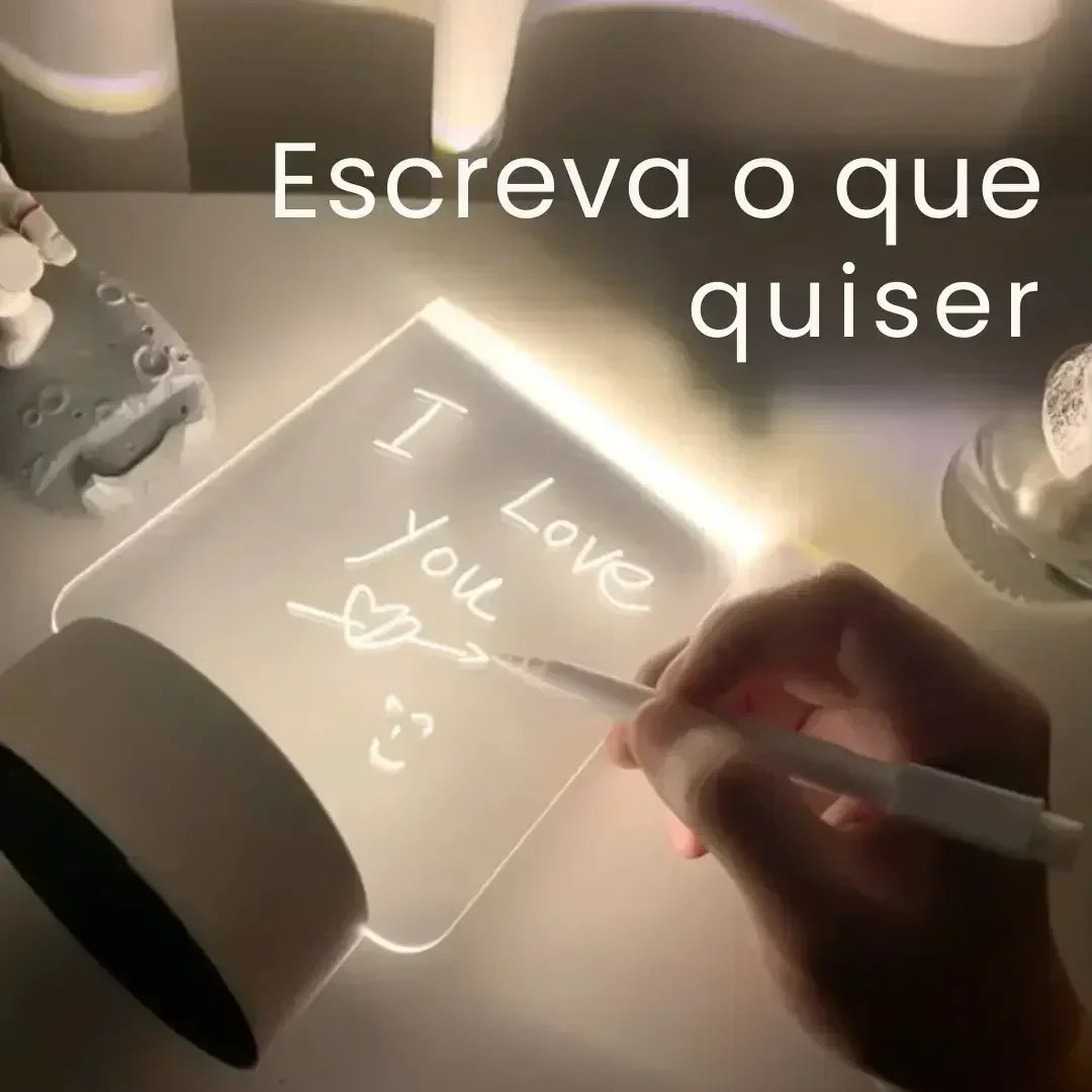Luminária de Mesa Led 3D com Tela para Escrever