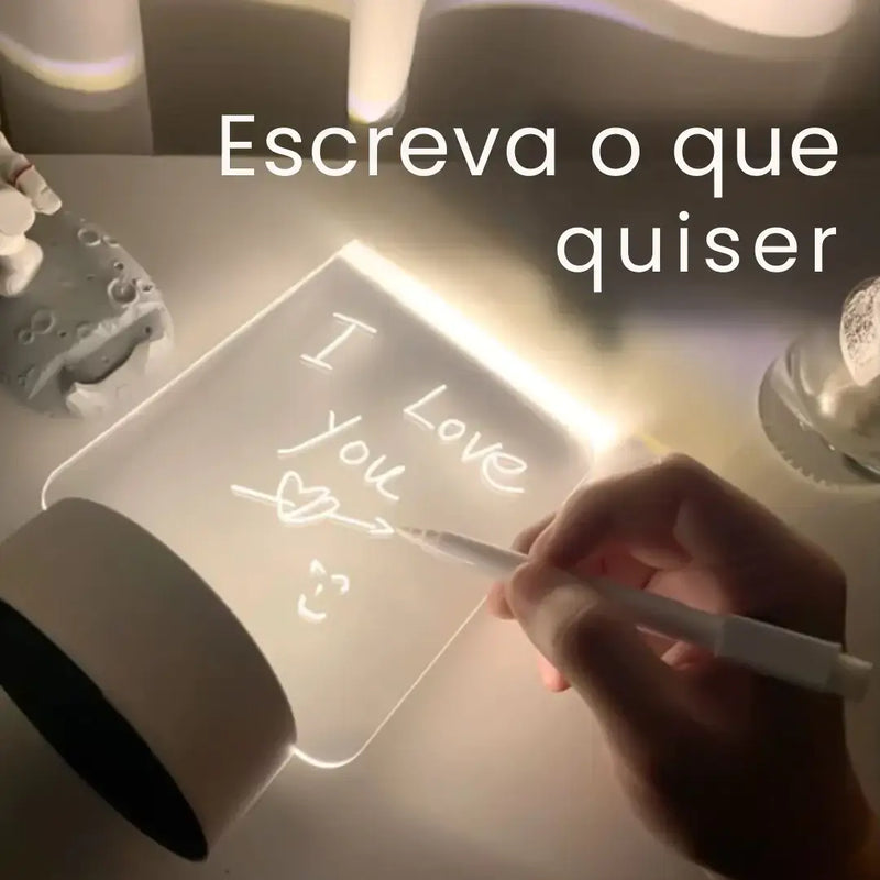 Luminária de Mesa Led 3D com Tela para Escrever
