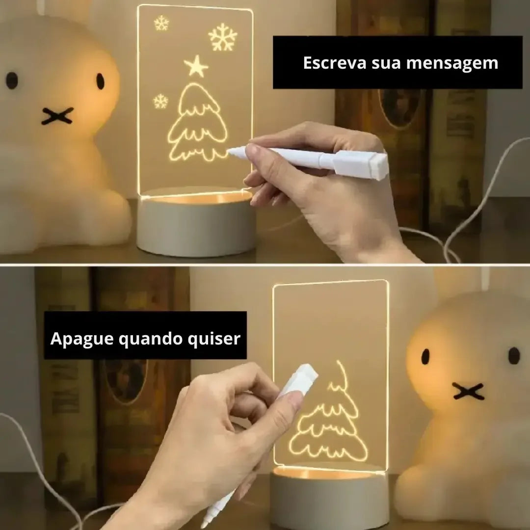Luminária de Mesa Led 3D com Tela para Escrever 01