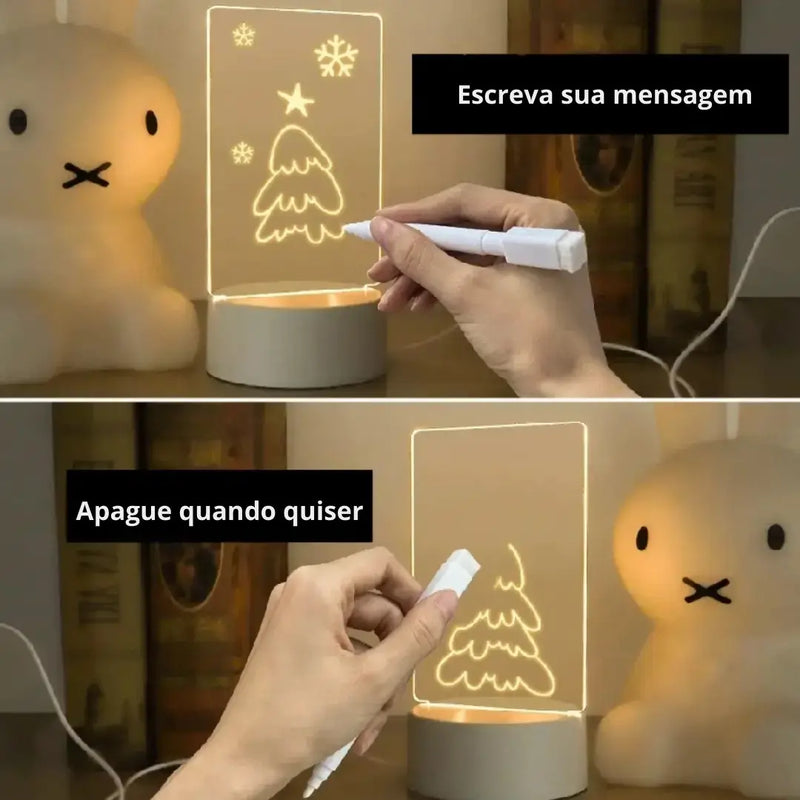 Luminária de Mesa Led 3D com Tela para Escrever 01