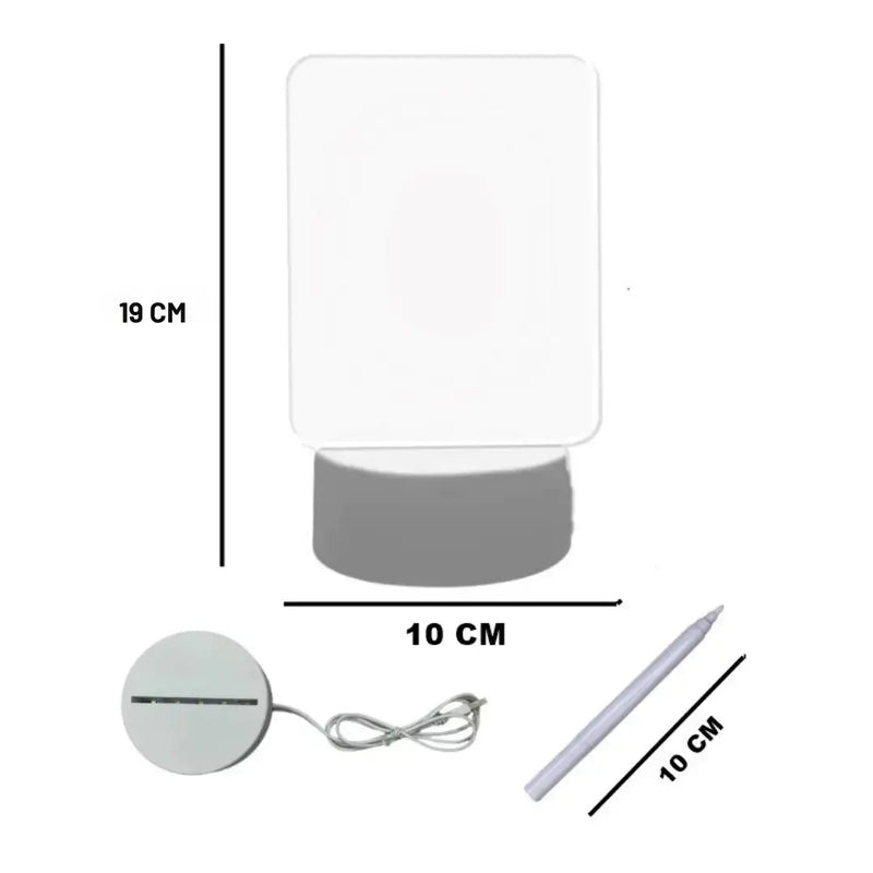 Luminária de Mesa Led 3D com Tela para Escrever 01