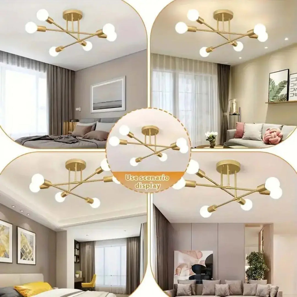 Lustre de Teto Moderno 6 Lâmpadas – Design Geométrico - Modern Casa