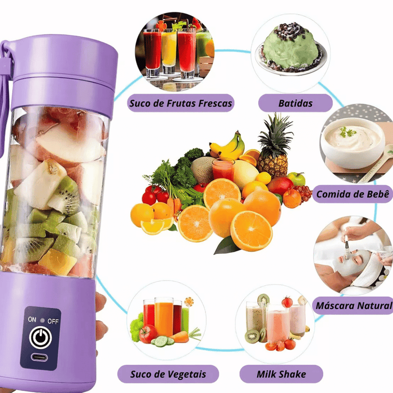 Mini Liquidificador Mixer Juice Garrafa Portátil USB Recarregável - Modern Casa