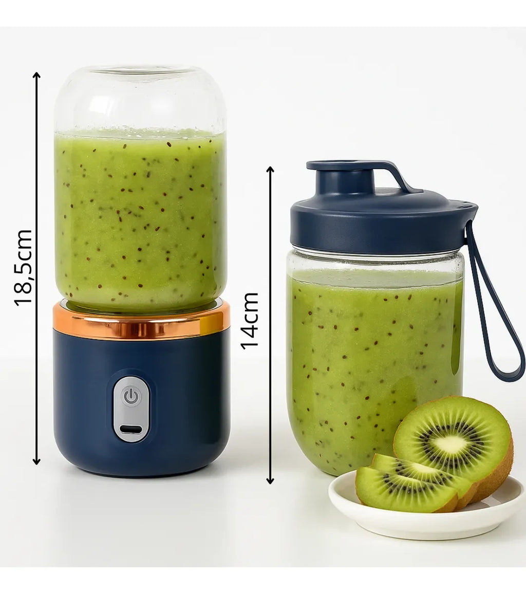 Mini liquidificador elétrico portátil com 2 copos – Rosa, Azul e Verde