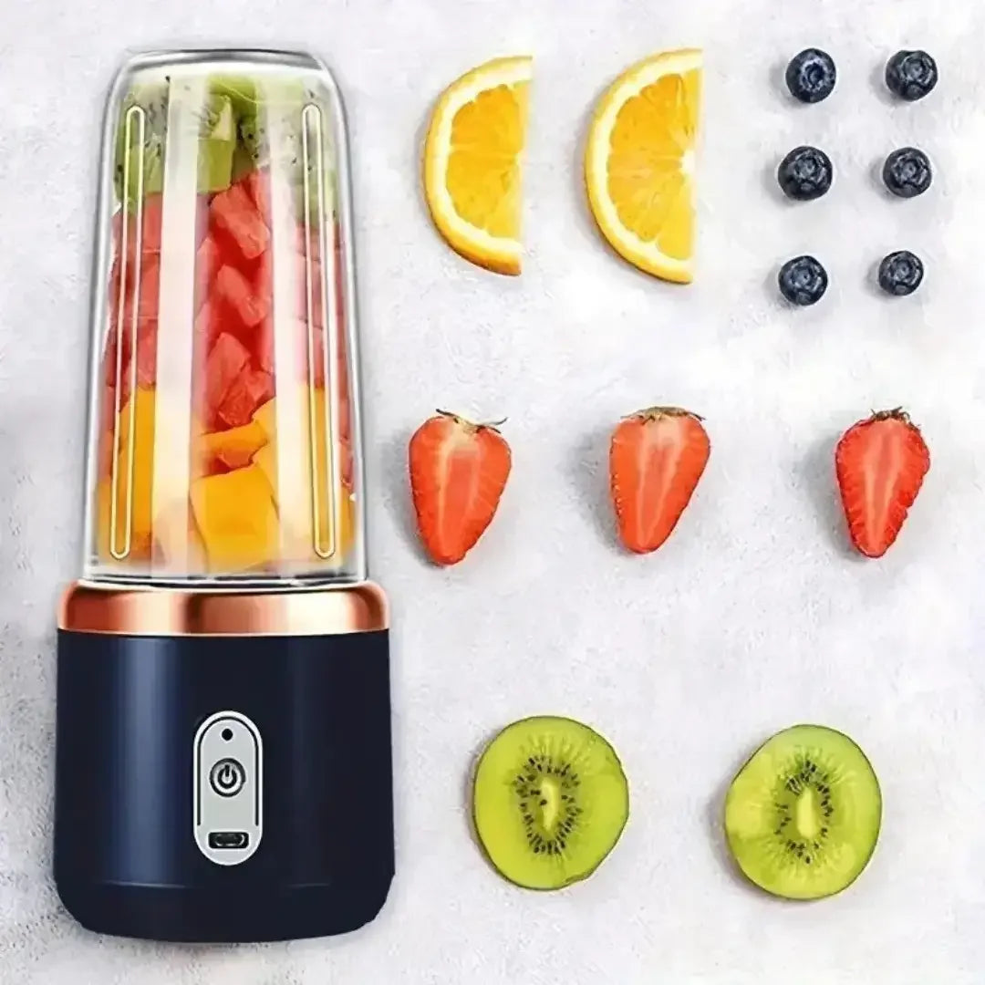 Mini liquidificador portátil com 2 copos – ângulo lateral