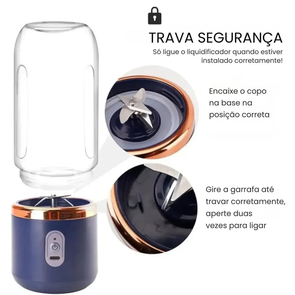 Mini liquidificador portátil com cabo USB para carregamento