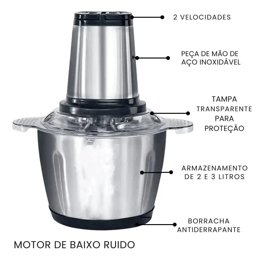 Moedor e Triturador Multifuncional em Aço Inox PowerChef 300 - Modern Casa