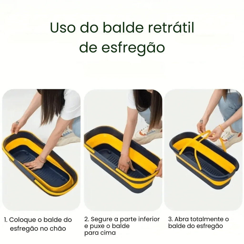 Mop de Limpeza Flat Slim 360º + Balde Retrátil - Modern Casa