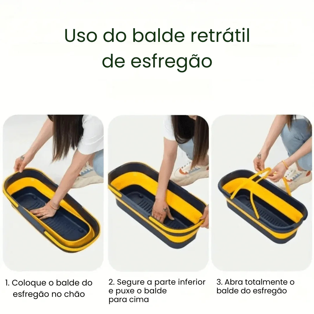 Mop de Limpeza Flat Slim 360º + Balde Retrátil - Modern Casa