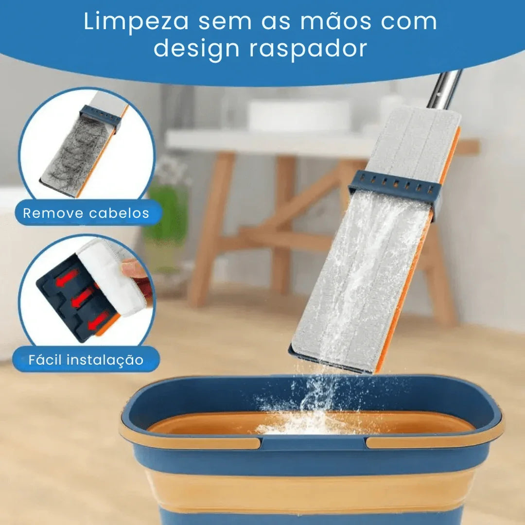 Mop de Limpeza Flat Slim 360º + Balde Retrátil - Modern Casa
