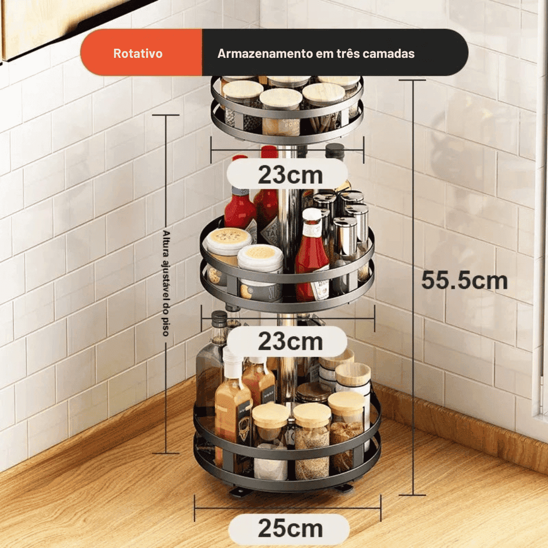 Organizador De Condimentos e Porta Temperos Rotativo - Modern Casa