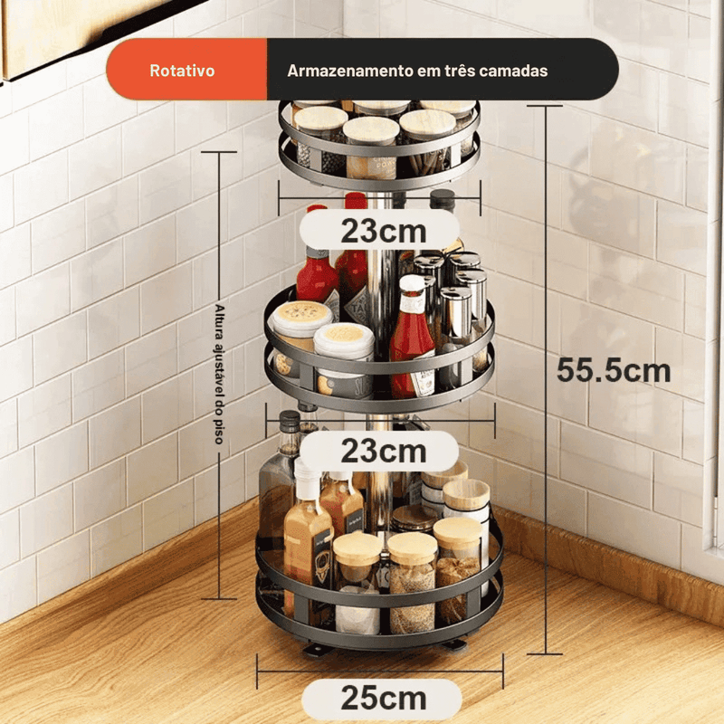 Organizador De Condimentos e Porta Temperos Rotativo - Modern Casa