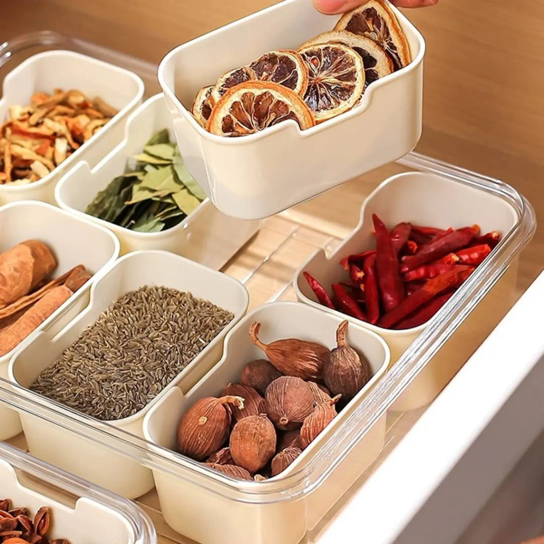 Organizador de Geladeira com 8 Divisórias – Pote Hermético Acrílico para Frutas, Legumes e Alimentos